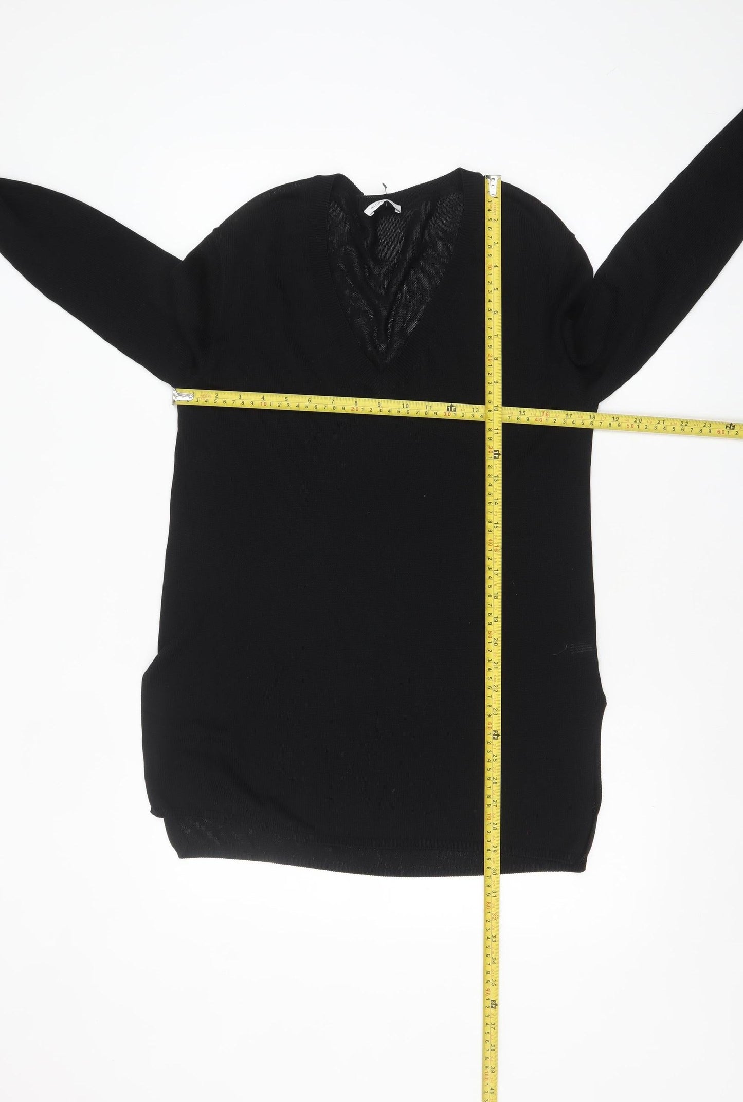 Nicole Farhi Women's Black Wool V-Neck Long Sleeve Jumper Size S