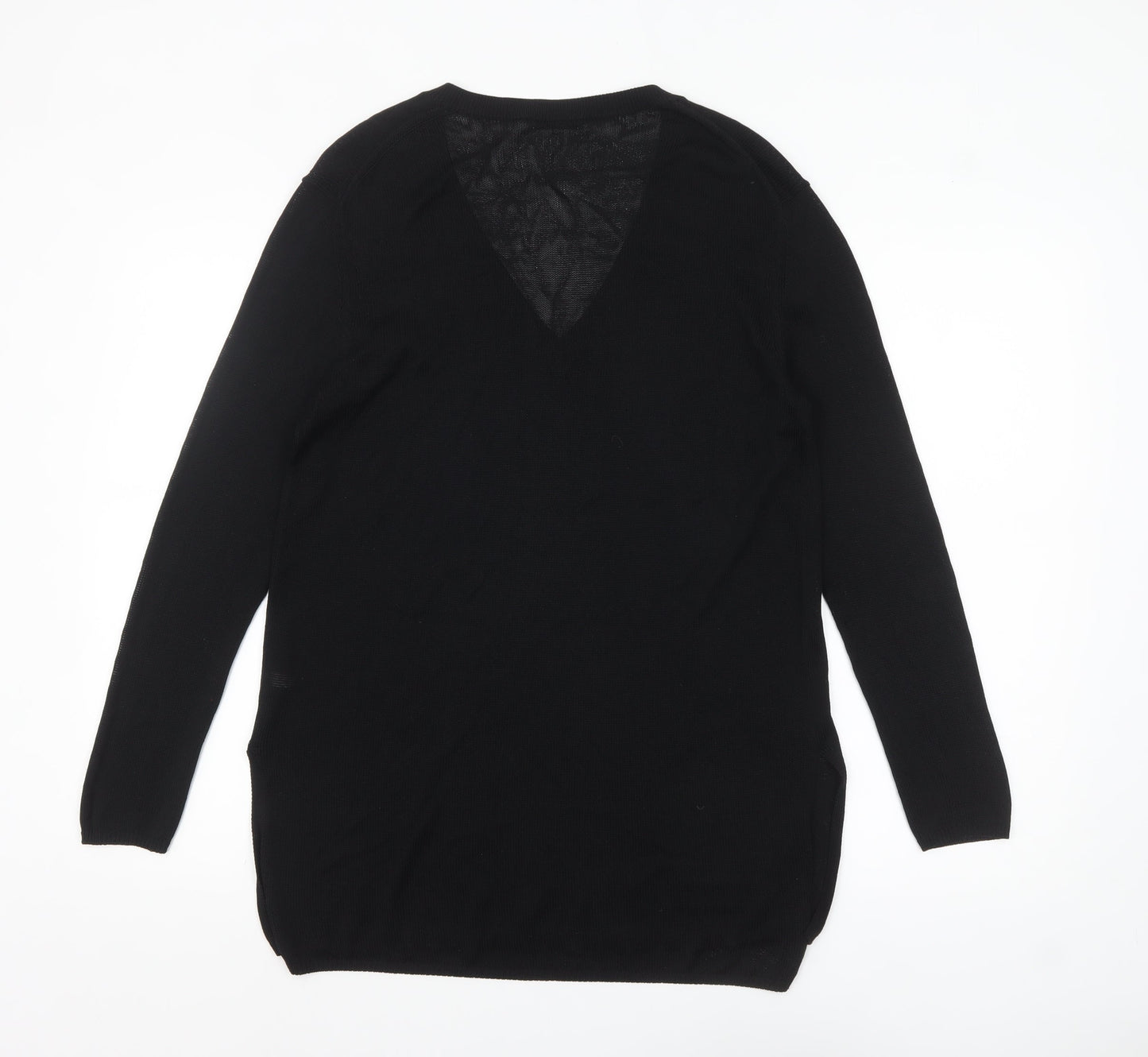 Nicole Farhi Women's Black Wool V-Neck Long Sleeve Jumper Size S