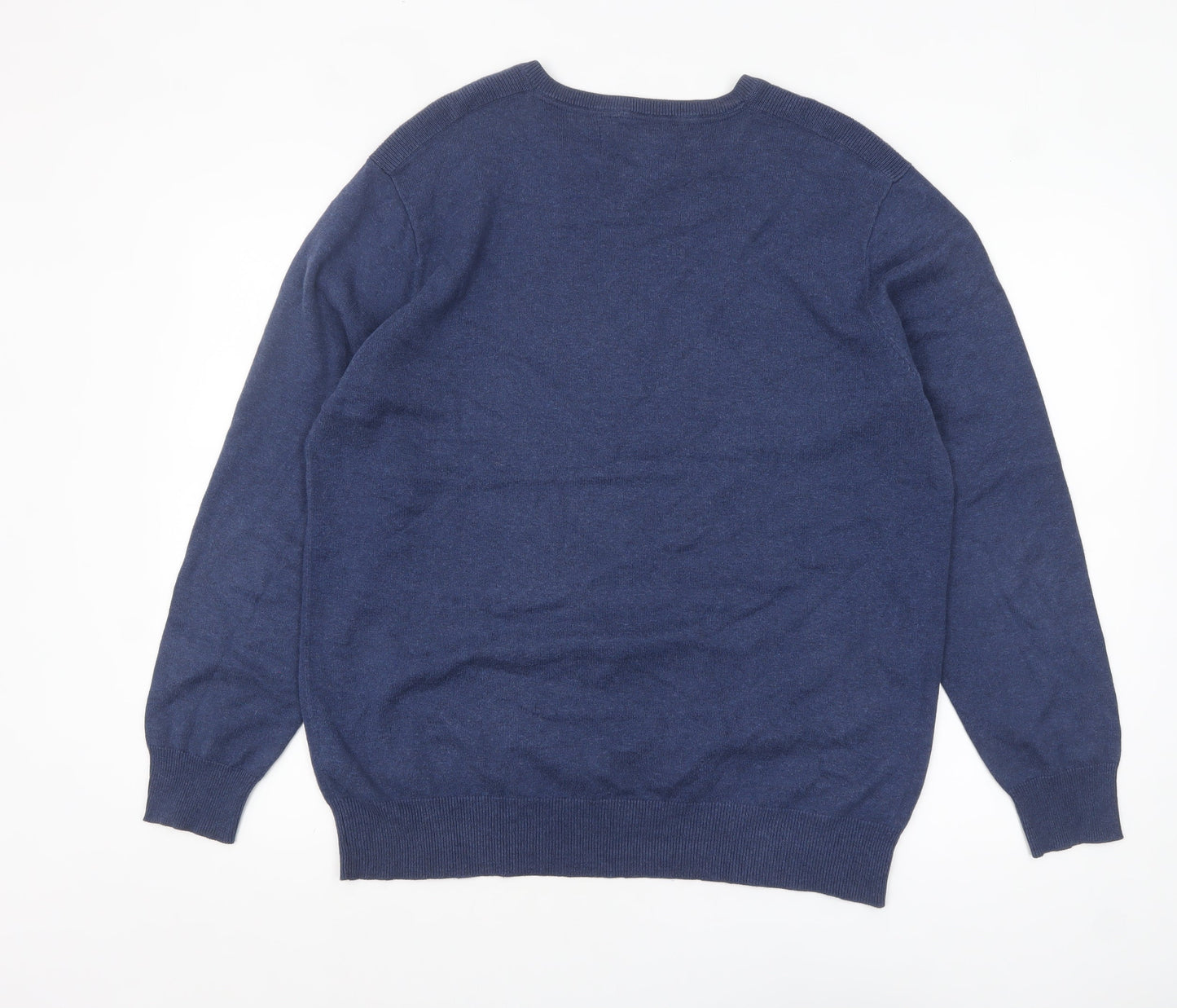 Jasper Conran Men’s Blue Cotton V-Neck Jumper Size L