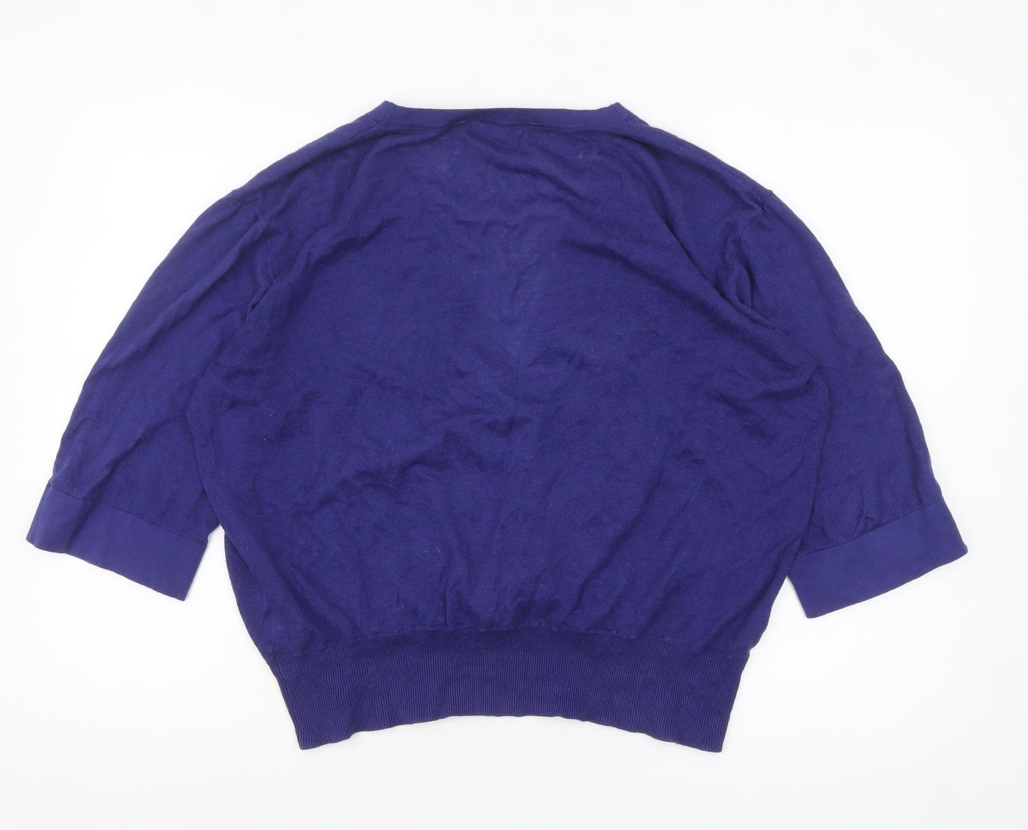 WoolOvers Women's Purple Linen Cotton Wrap Jumper Size L