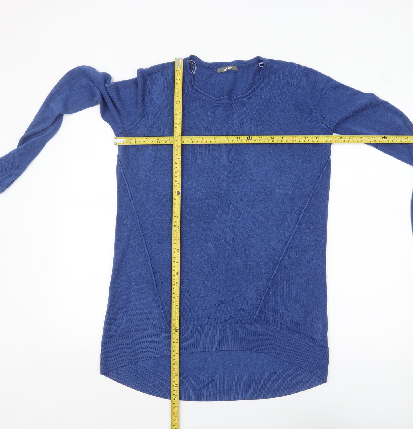 South Women's Blue Acrylic Crew Neck Long Sleeve Pullover Jumper Size 10
