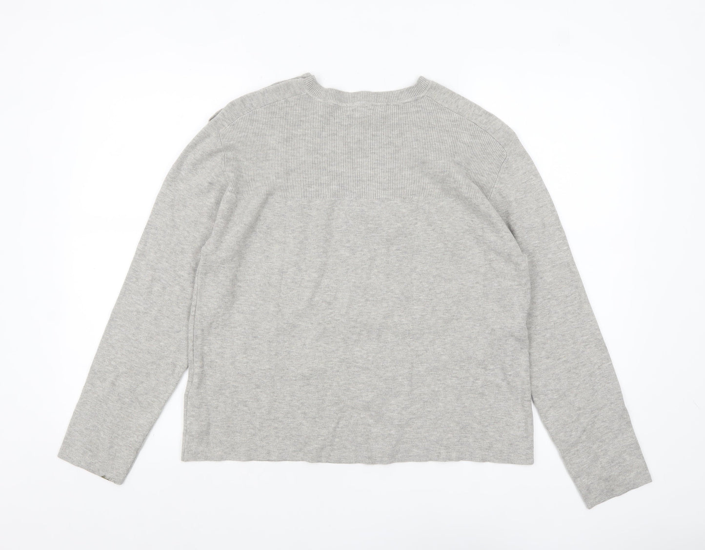 Marks and Spencer Womens Grey Button Shoulder Knit Jumper M