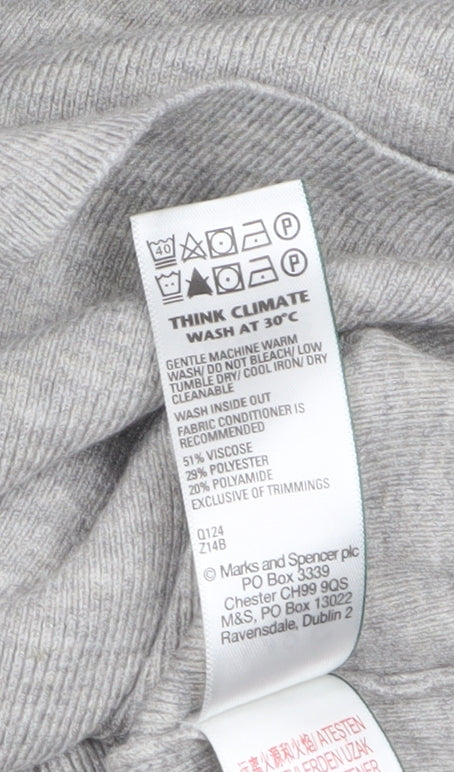 Marks and Spencer Womens Grey Button Shoulder Knit Jumper M