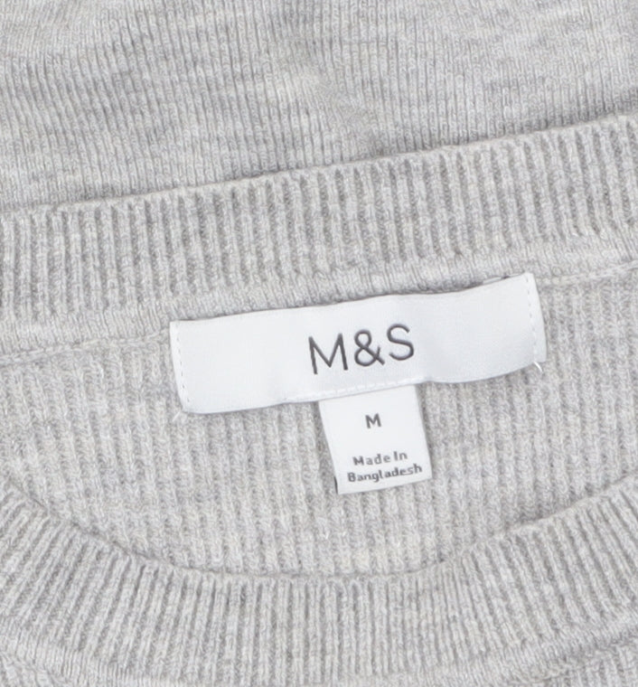 Marks and Spencer Womens Grey Button Shoulder Knit Jumper M