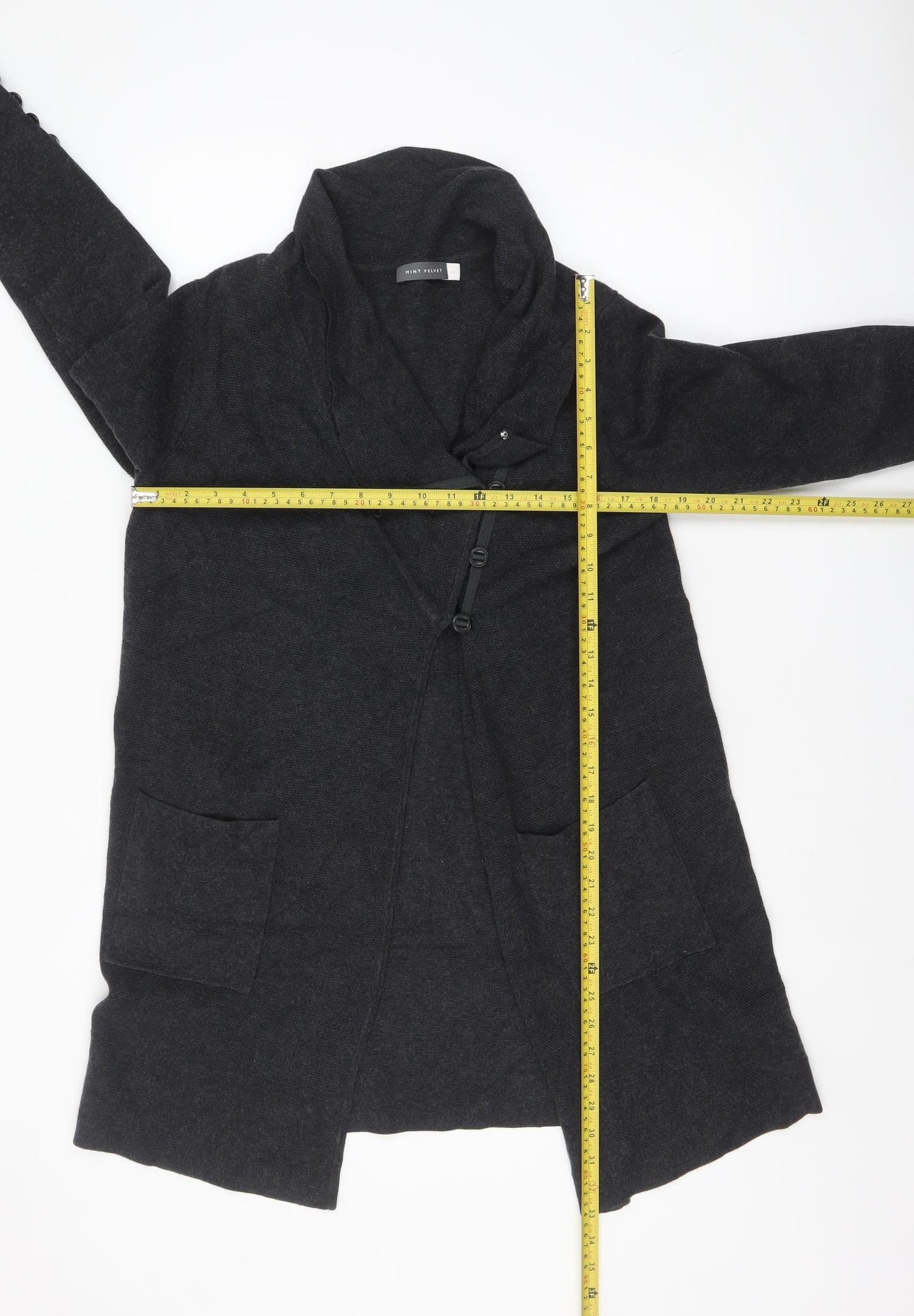 Mint Velvet Womens Black Size 12 Cowl Neck Long Sleeve Cardigan