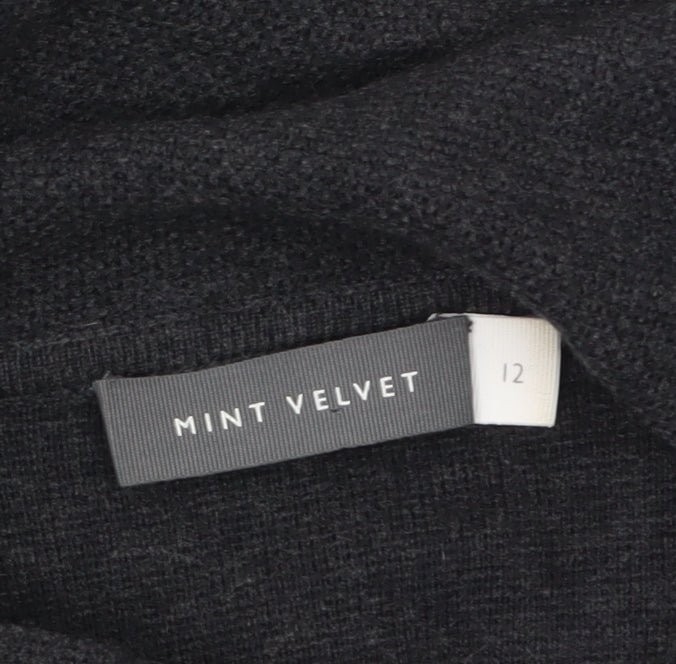 Mint Velvet Womens Black Size 12 Cowl Neck Long Sleeve Cardigan