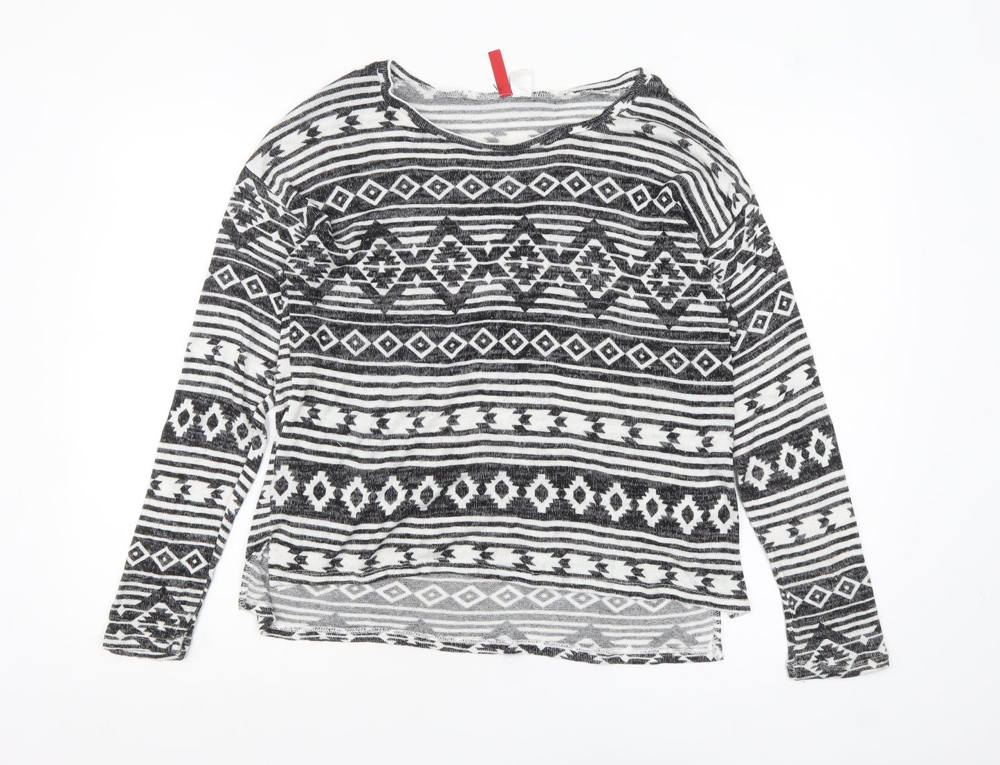 H&M Divided Women's Black Geometric Pattern Jumper Size 12