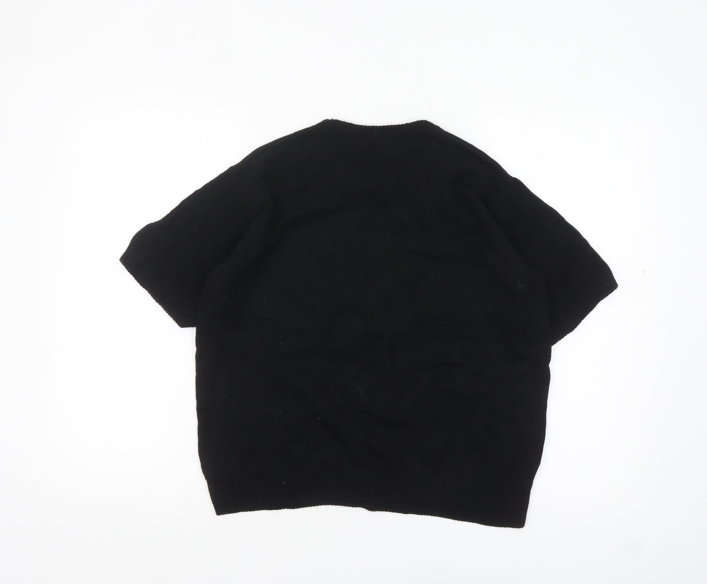 NOTSHY Women Black Cotton Cashmere Short Sleeve Pullover Jumper M