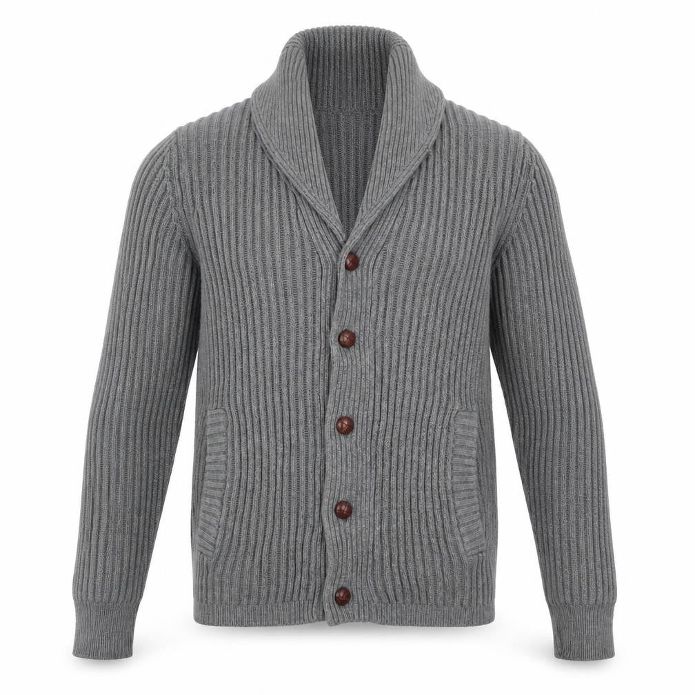 H&M L.O.G.G Men’s Grey Cotton Chunky Knit Cardigan M