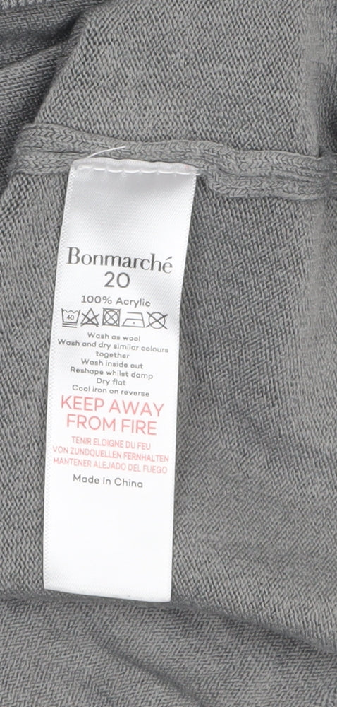 Bonmarché Women Grey Beaded Long Sleeve Pullover Jumper Size 20