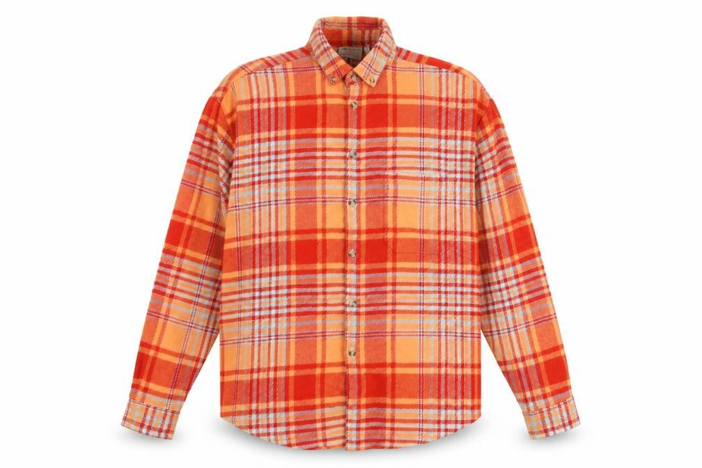 ASOS DESIGN Women's Orange Plaid Flannel Jacket L Regular Fit