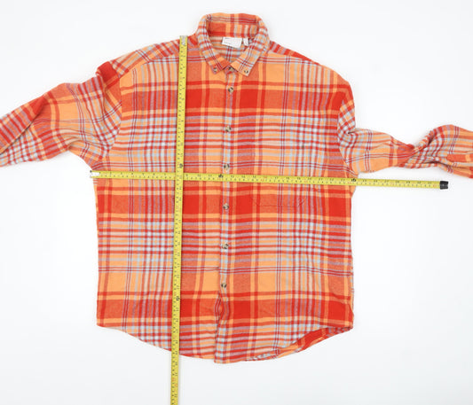 ASOS DESIGN Women's Orange Plaid Flannel Jacket L Regular Fit