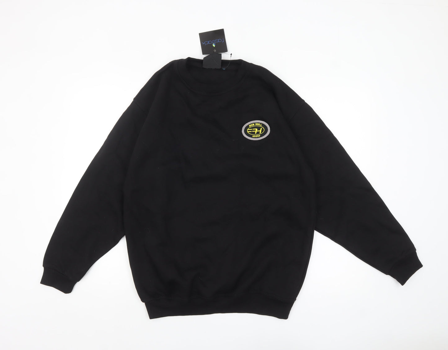 Fastrack Men's Black Crew Neck Embroidered Logo Sweatshirt M
