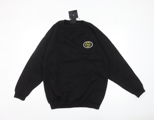 Fastrack Men's Black Crew Neck Embroidered Logo Sweatshirt M