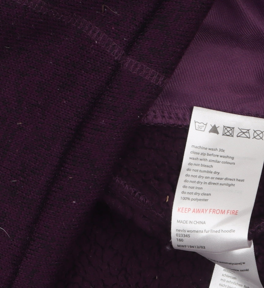 Mountain Warehouse Womens Purple Full Zip Hoodie UK 16 Fleece Lined
