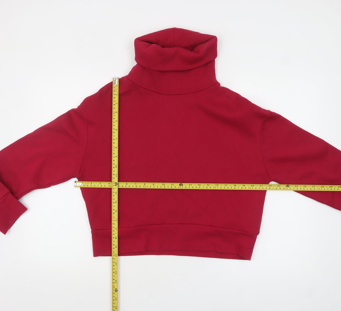 ZARA Womens Red Long Sleeve High Neck Pullover Sweatshirt Size S