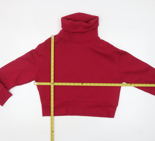 ZARA Womens Red Long Sleeve High Neck Pullover Sweatshirt Size S