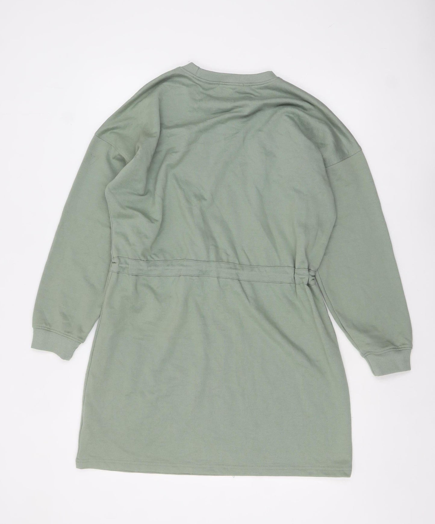 Missguided Women’s Green Long Sleeve Belted T-Shirt Dress UK 8