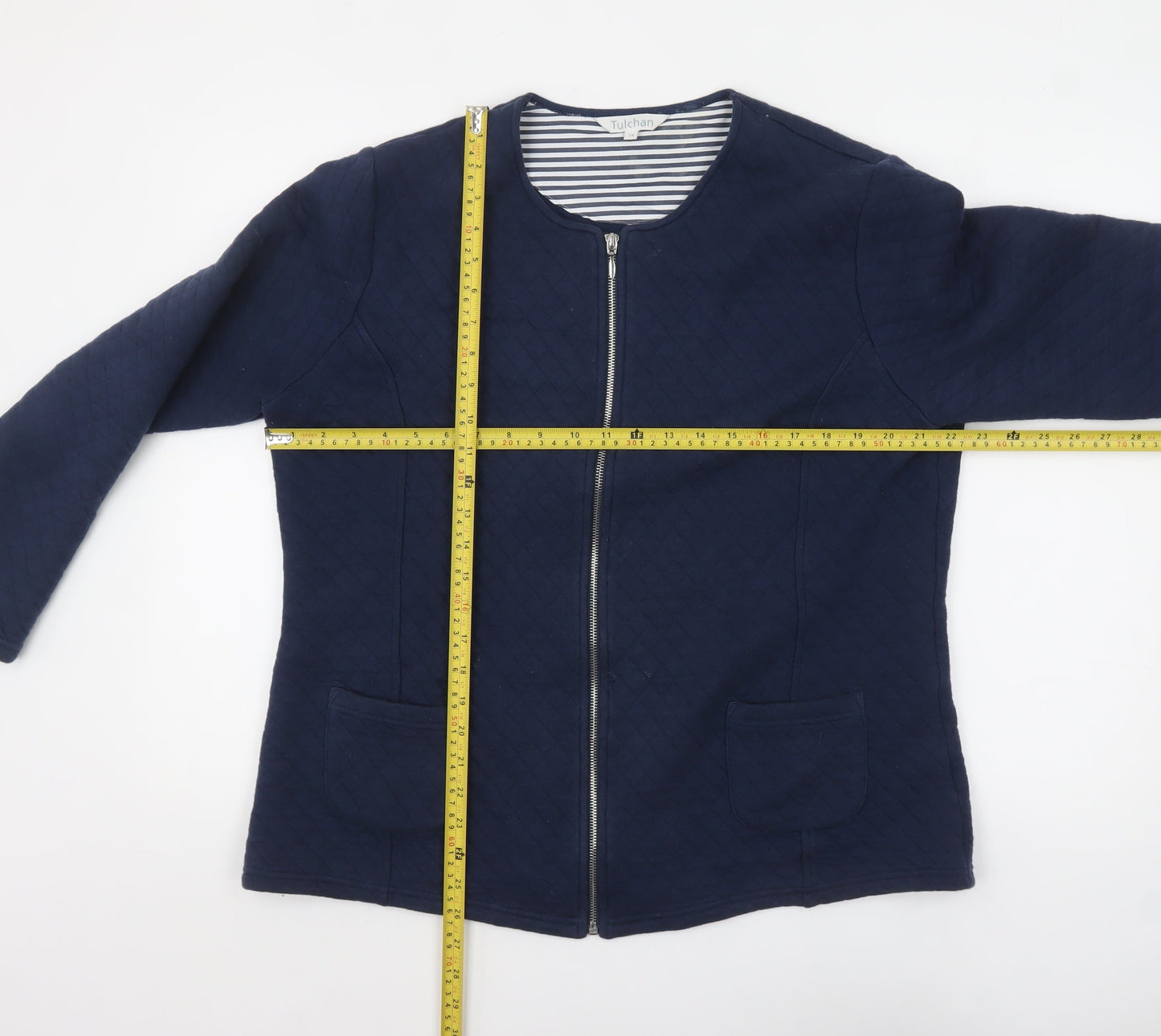 Tulchan Women's Blue Quilted Cotton Zip Jacket Size 18
