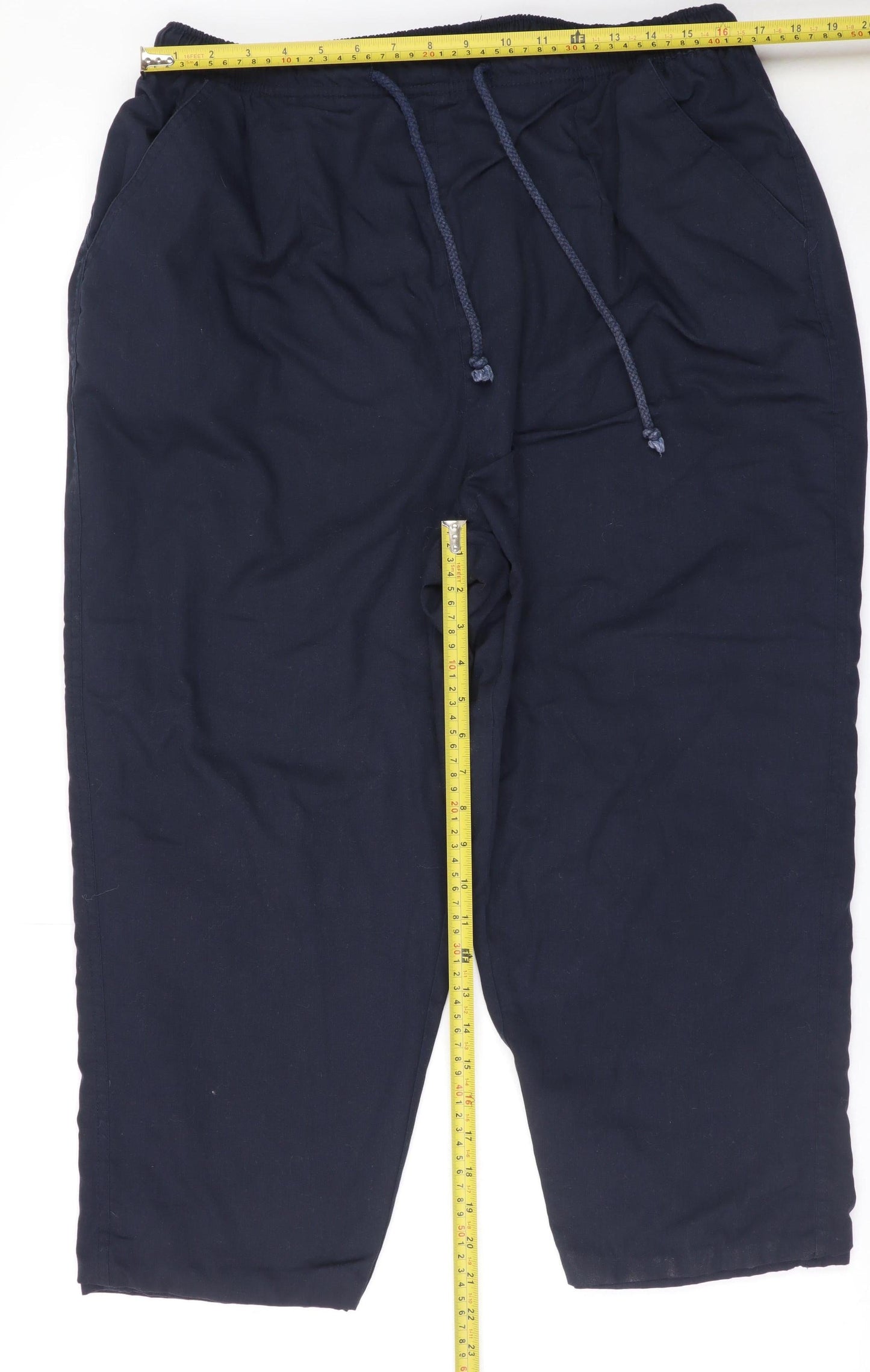 Amber Women’s Blue Cropped Trousers Size 20 Elastic Waist Comfort Fit