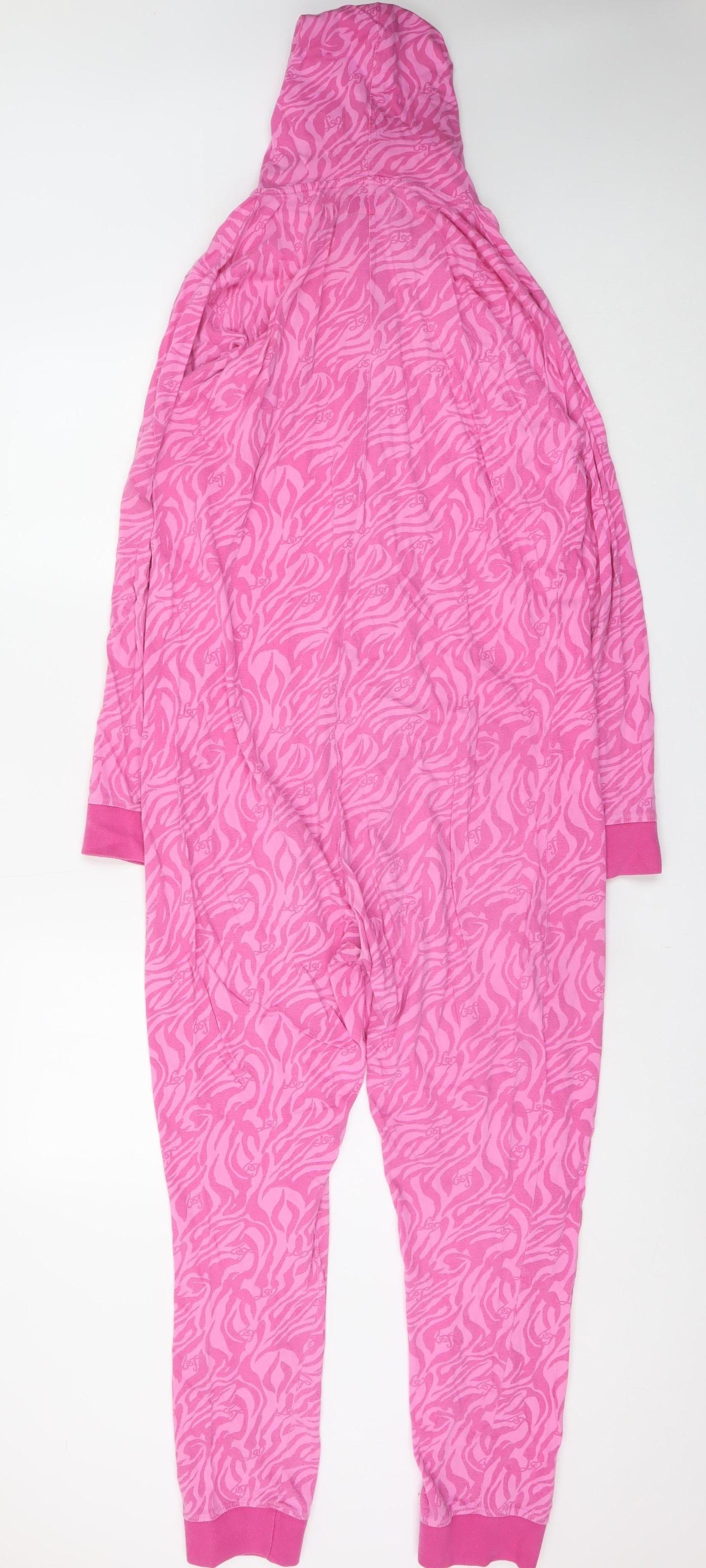 Avon Womens Pink Animal Print Hooded Cotton Onesie UK 12-14