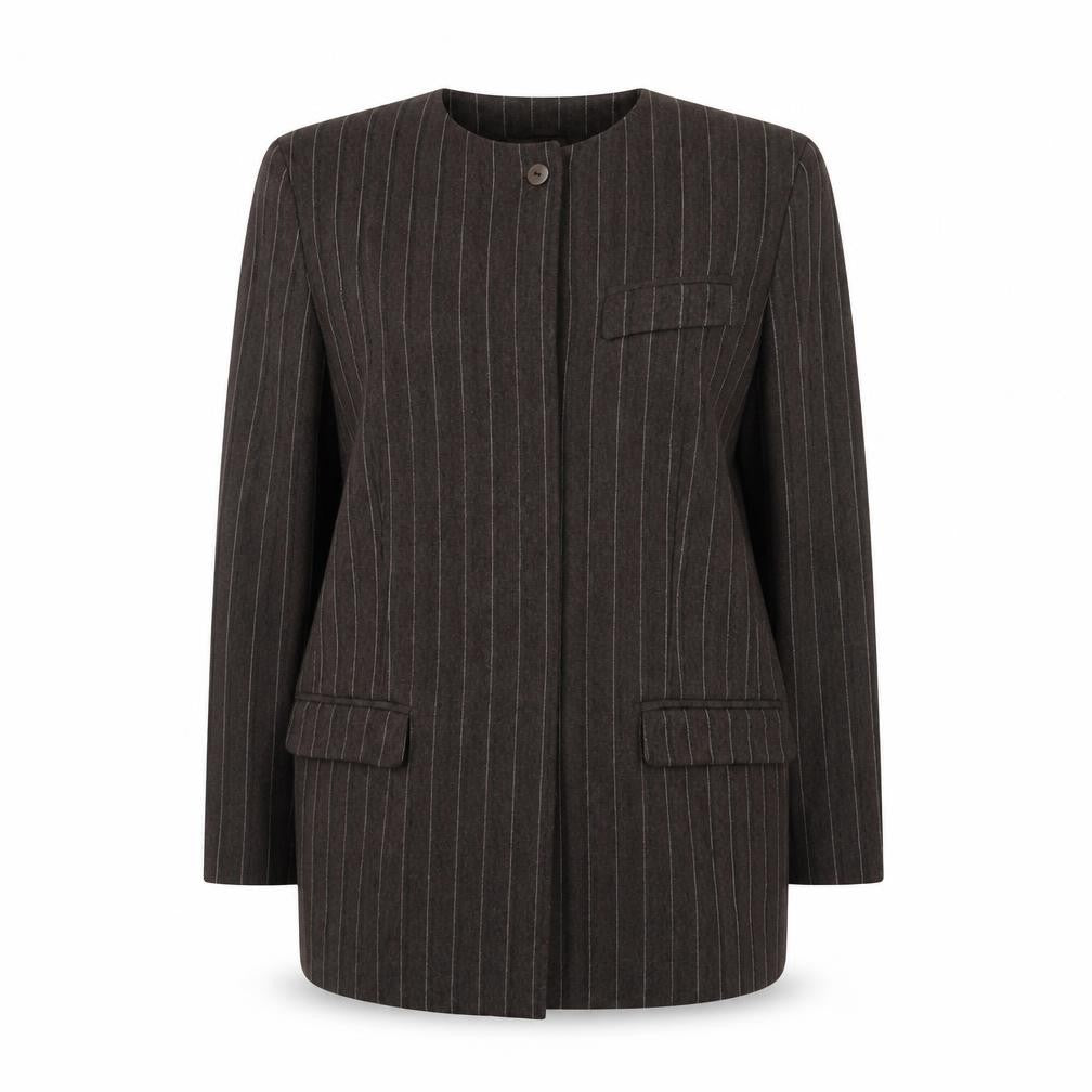 Planet Women’s Brown Wool Pinstripe Blazer Jacket Size 16