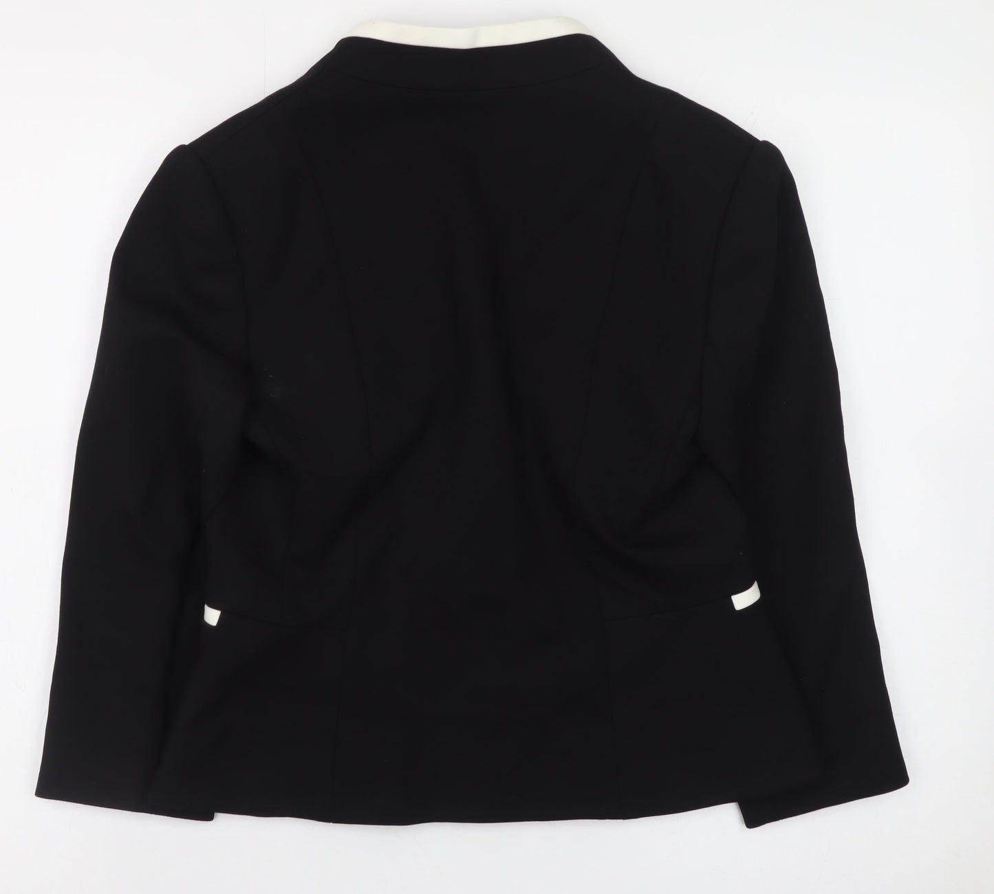 John Lewis Women Black Blazer Size 10 Formal Contrast Trim Jacket