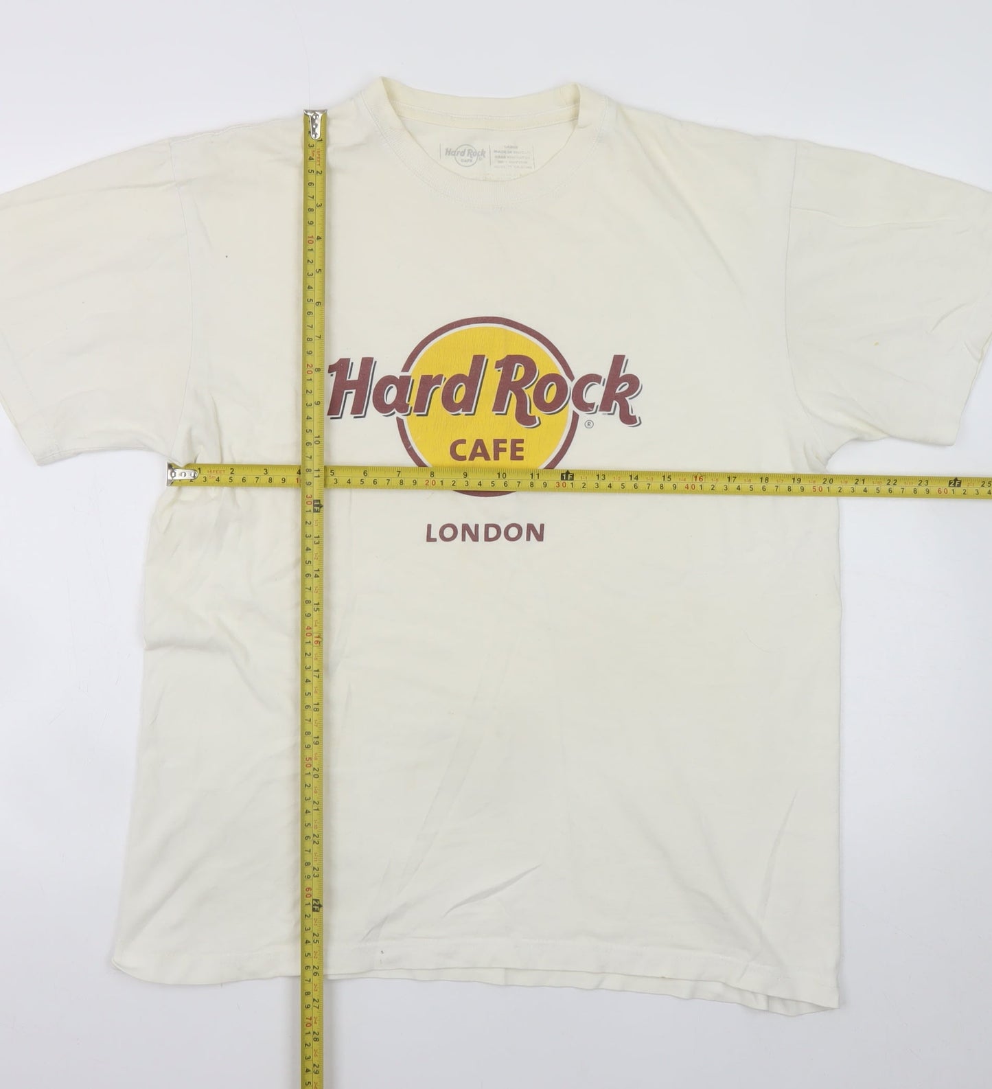 Hard Rock Cafe London Beige Men's Large Vintage Cotton T-Shirt