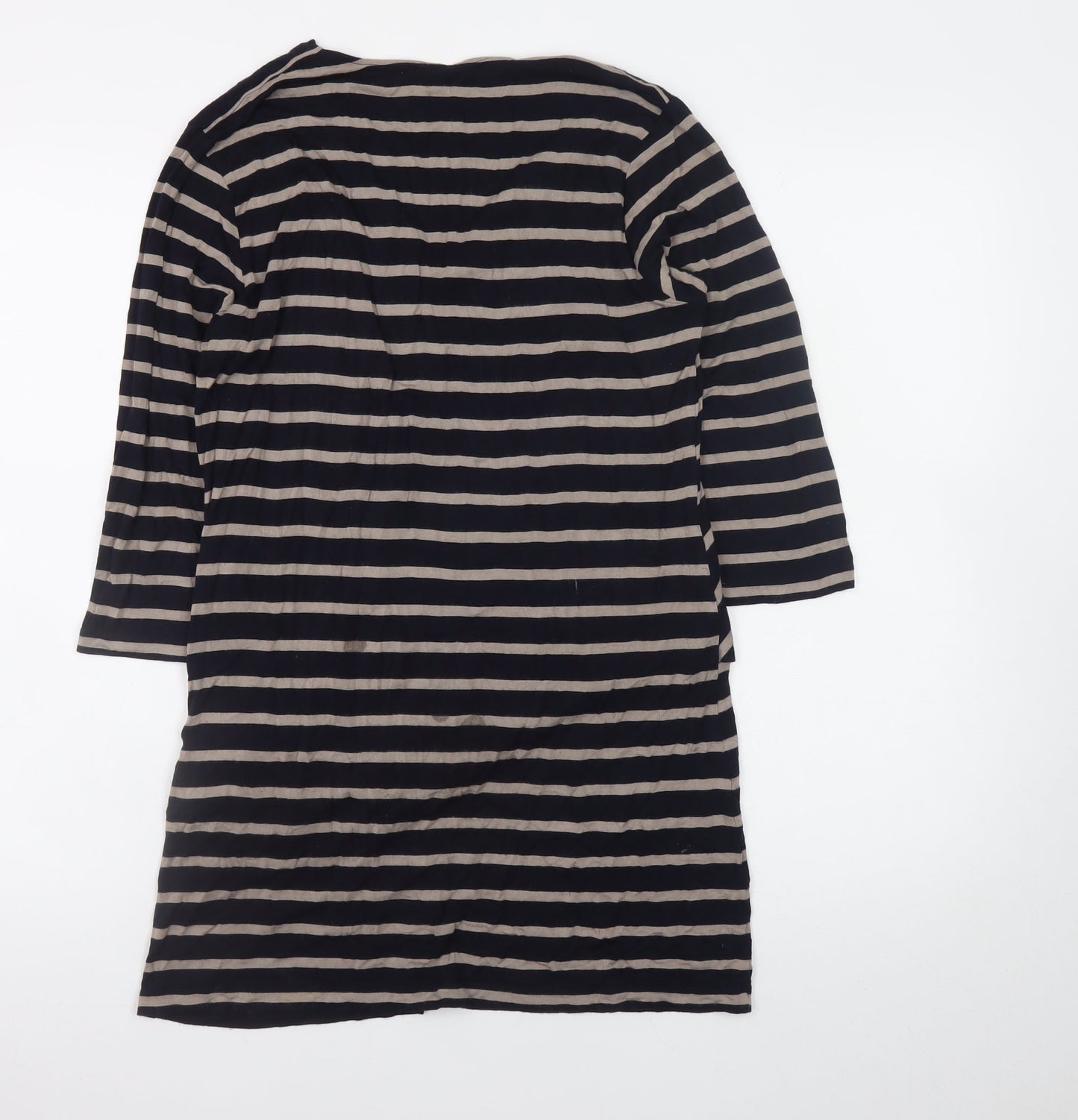 Olsen Womens Black Striped 3/4 Sleeve V-Neck Wrap Dress Size 14