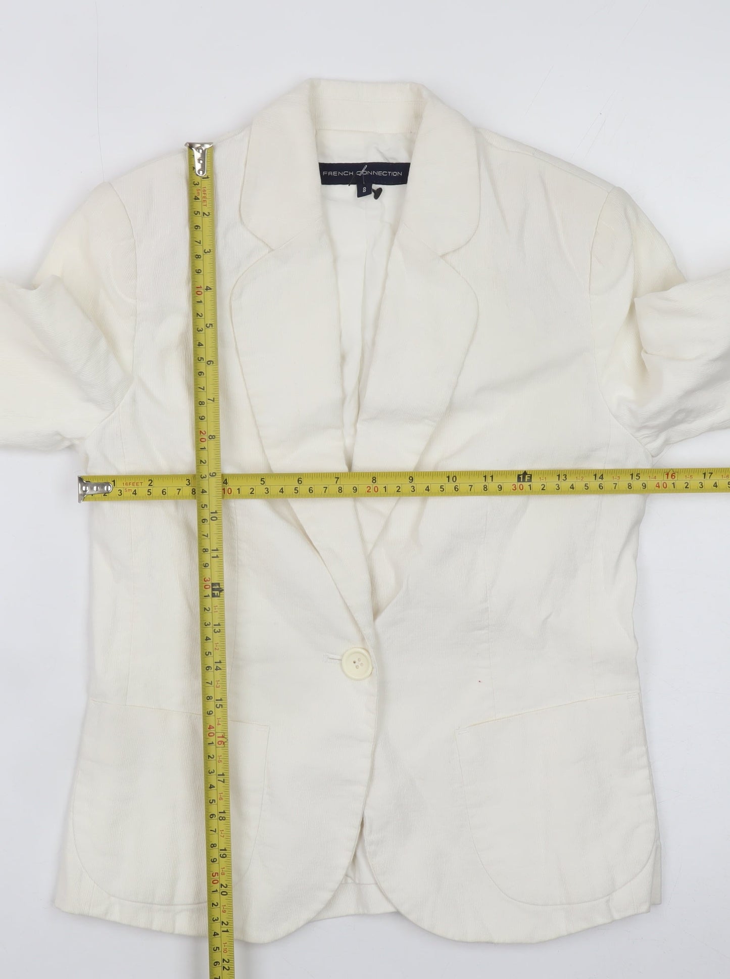 French Connection Women's Ivory Cotton Blend Blazer Size 8