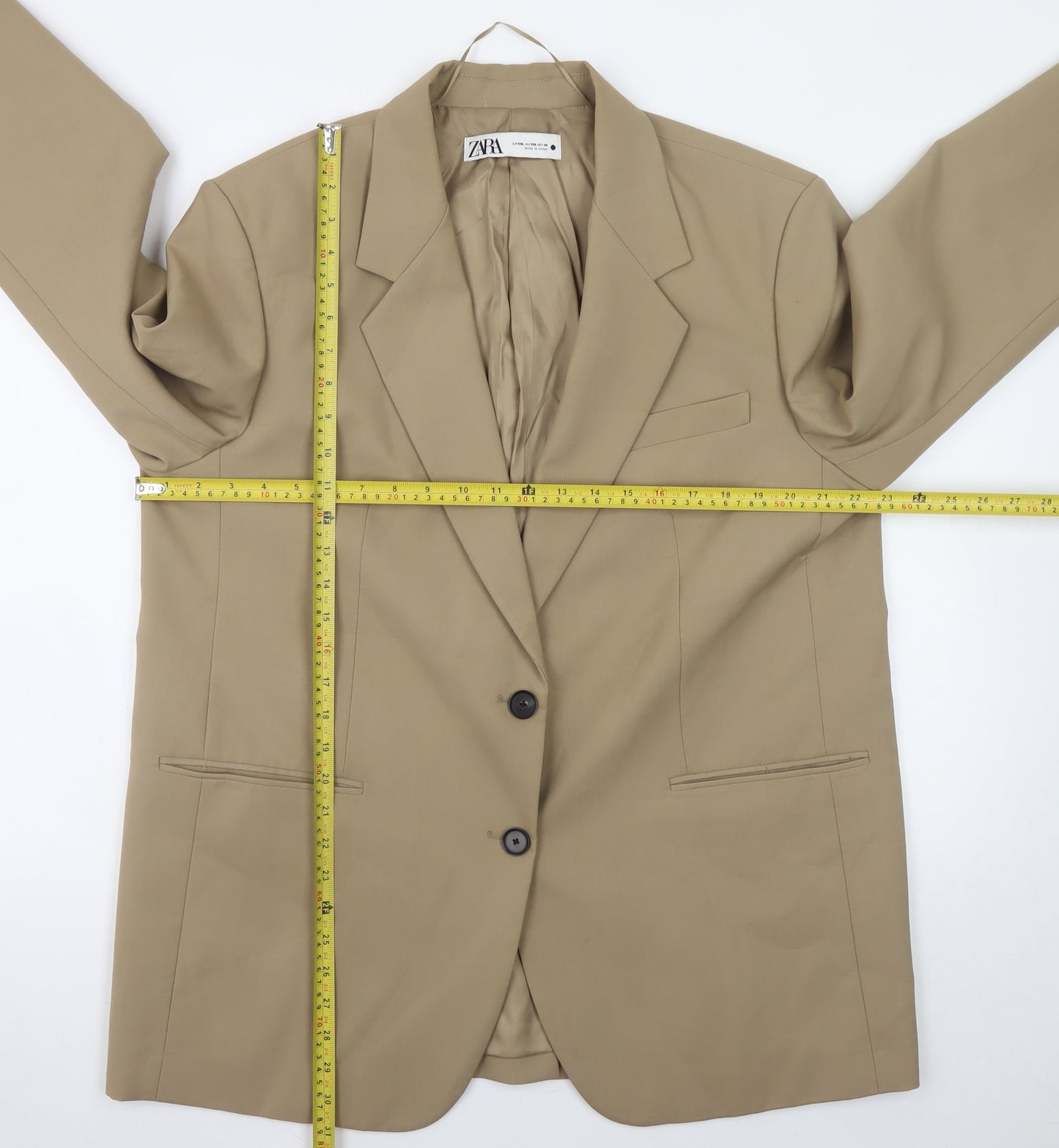 Zara Women Beige Long Sleeve Blazer 2XL Classic Business Jacket
