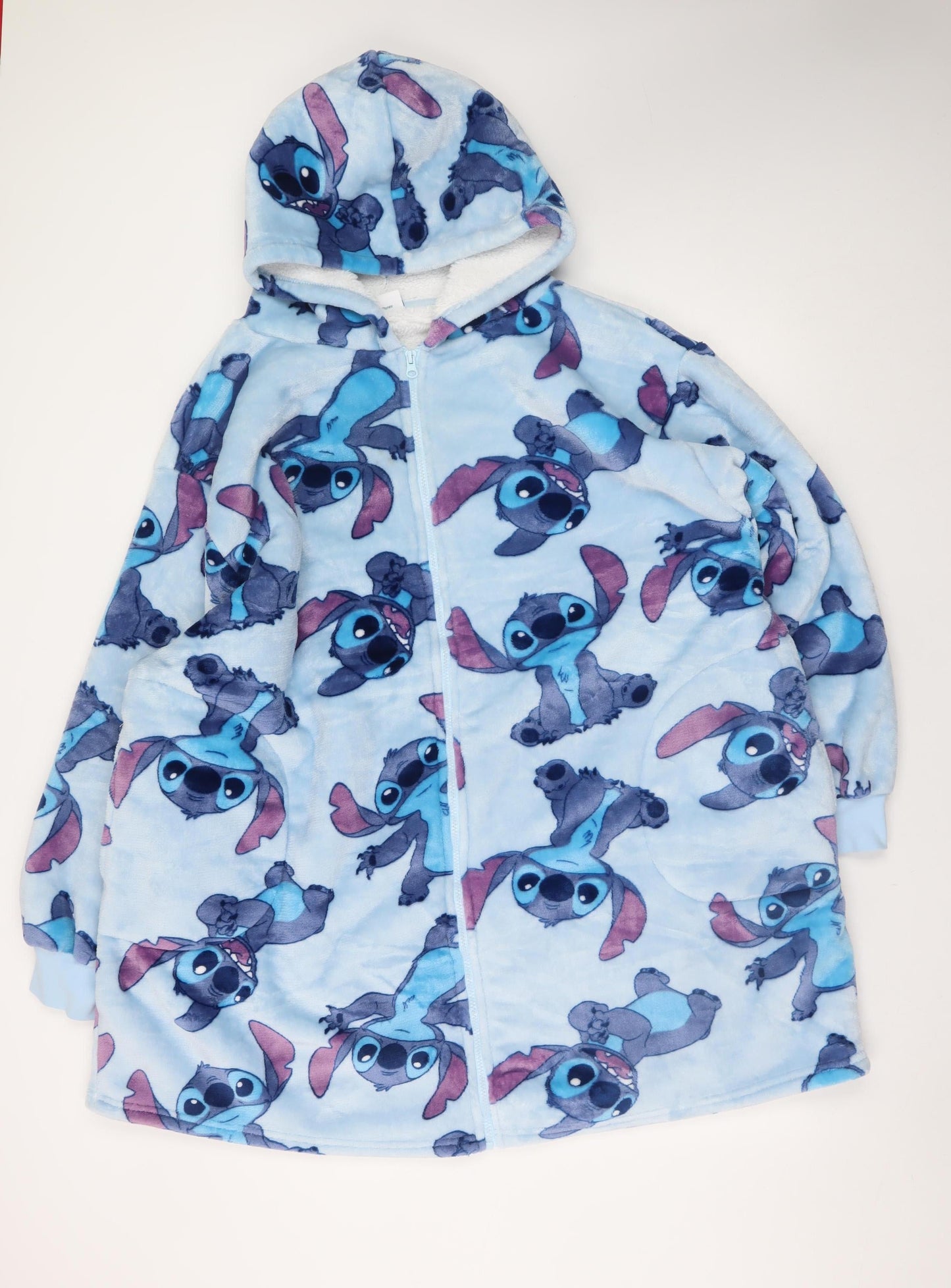 Disney Classics Stitch Blue Hooded Fleece Robe One Size Womens