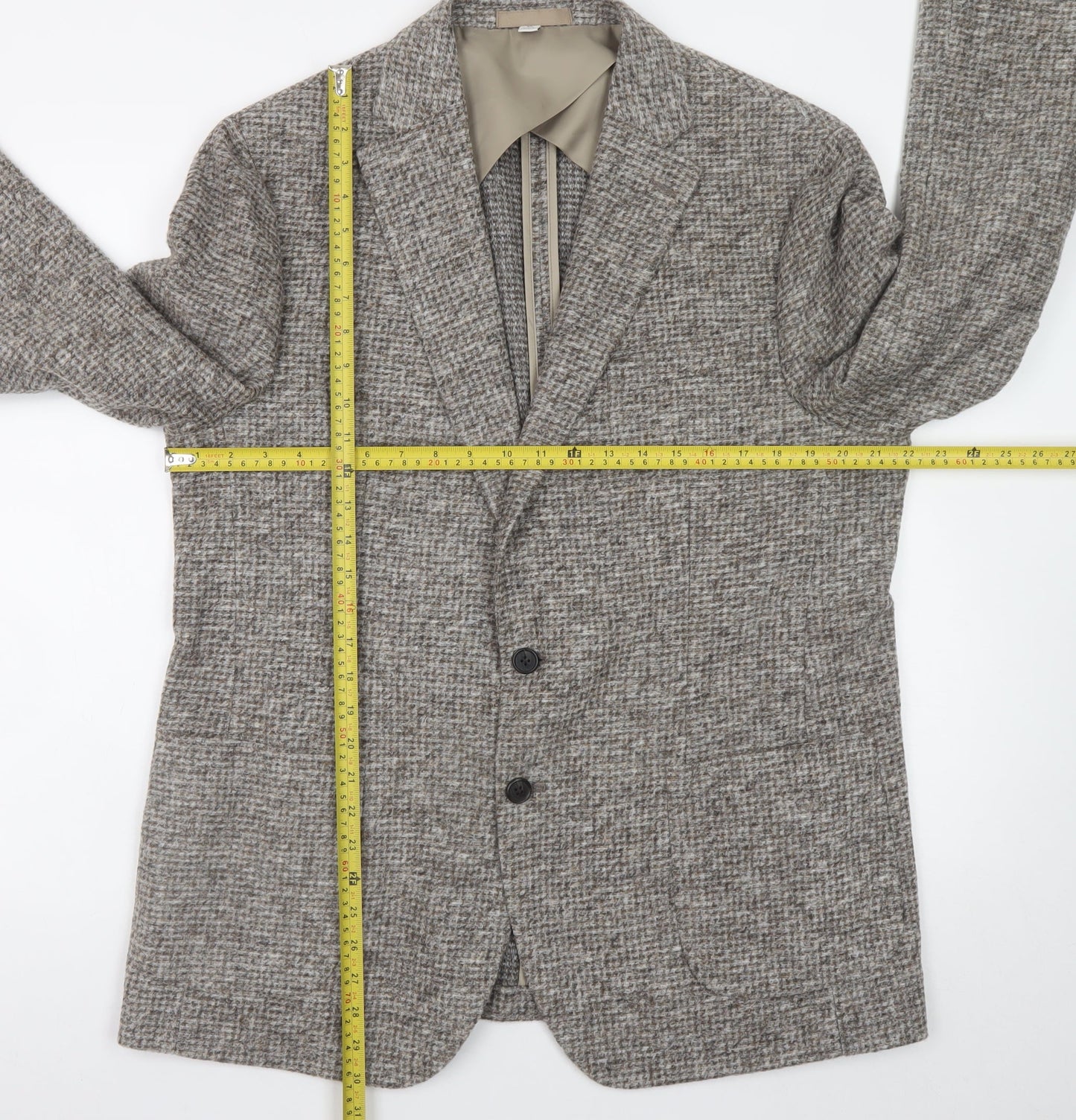 Marks and Spencer Men's Grey Wool Tweed Blazer 44 Regular Classic Fit