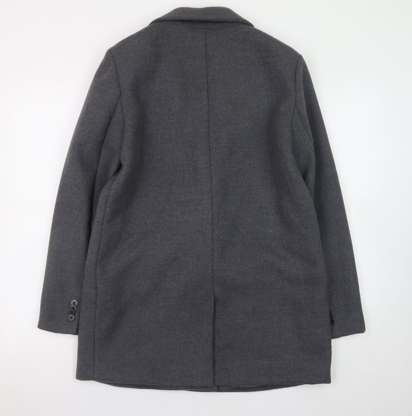 Pull & Bear Women Grey Wool Blend Mid-Length Overcoat Size 12