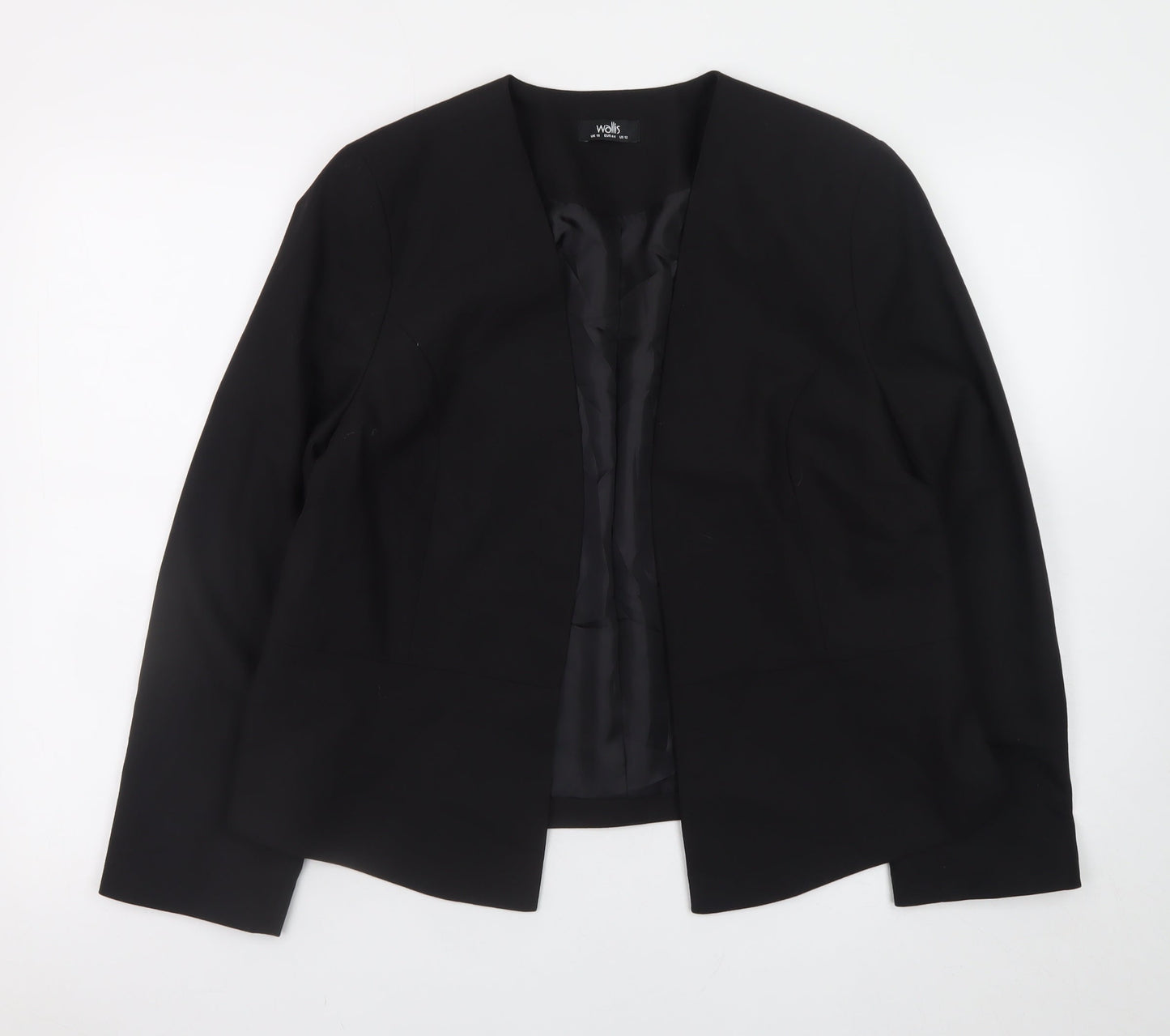 Wallis Women Black Blazer UK 16 Classic Long Sleeve Lined Suit Jacket