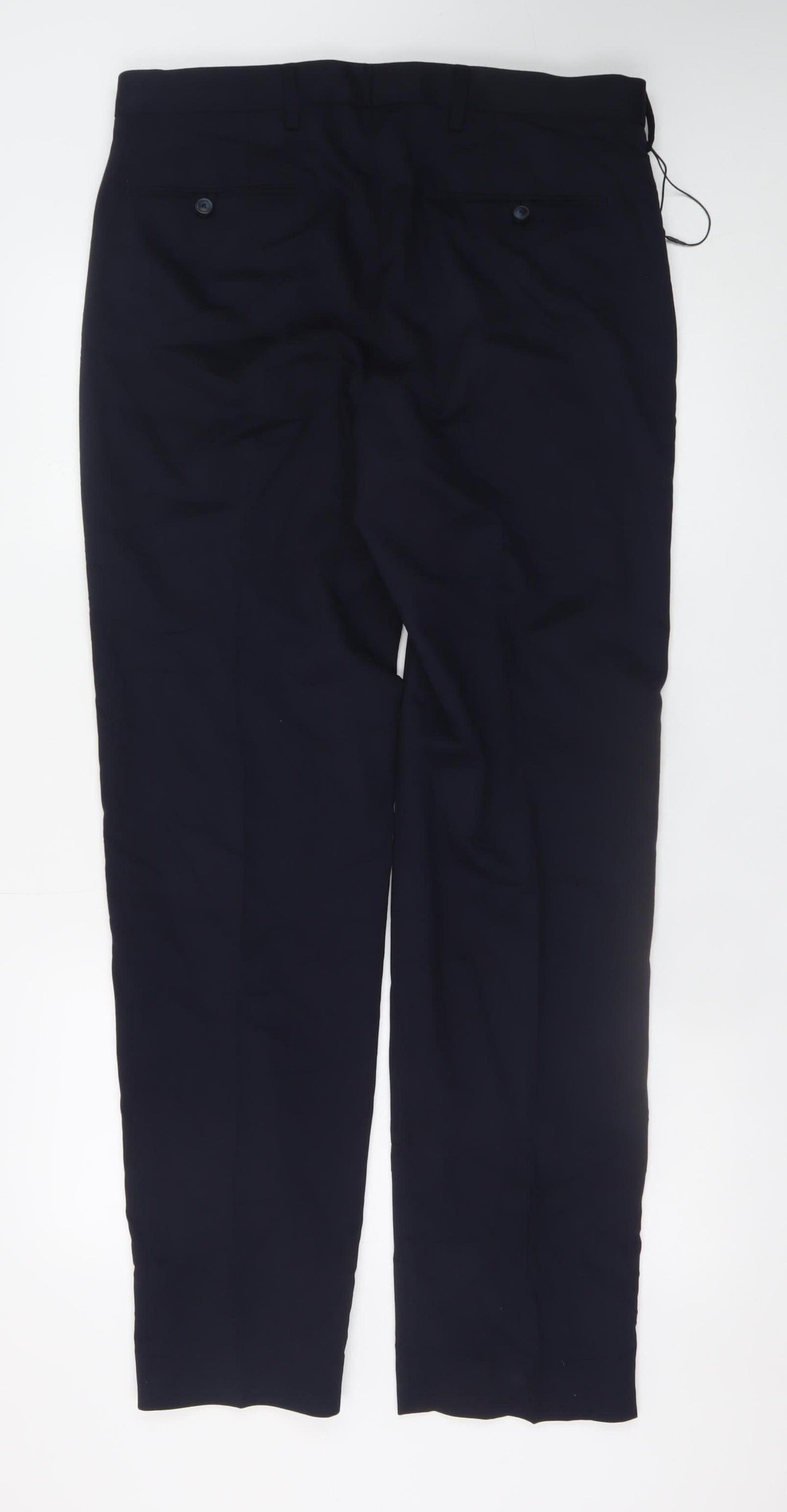 Marks and Spencer Men's Black Wool Blend Dress Pants 34W 33L Regular Fit