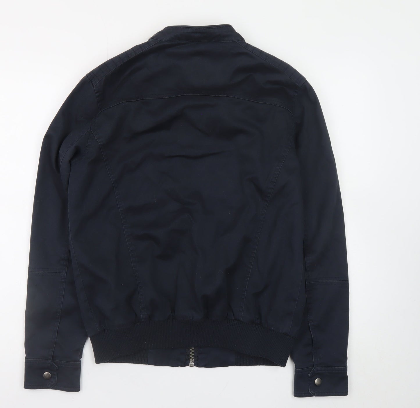 Villain Men's Blue Biker Jacket Size S Cotton Twill Collared Zip
