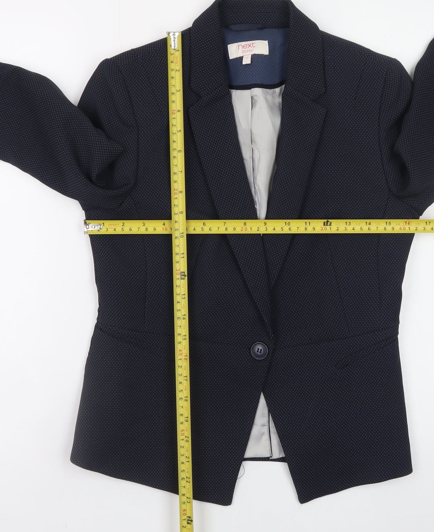 Next Women's Blue Petite Blazer UK 8 Slim Fit One Button Jacket