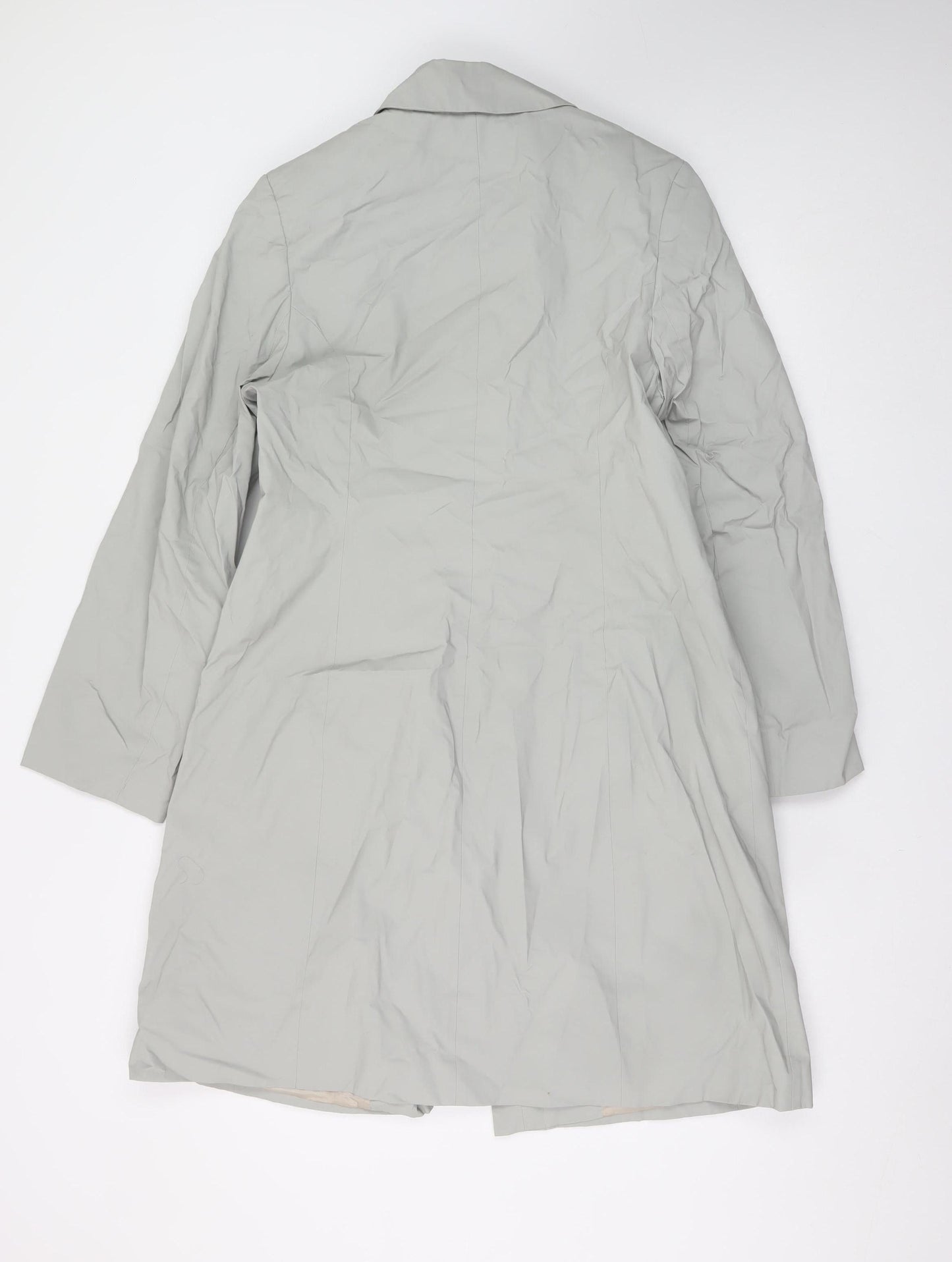 River Island Women's Grey Long Rain Coat Size 14 Classic Style