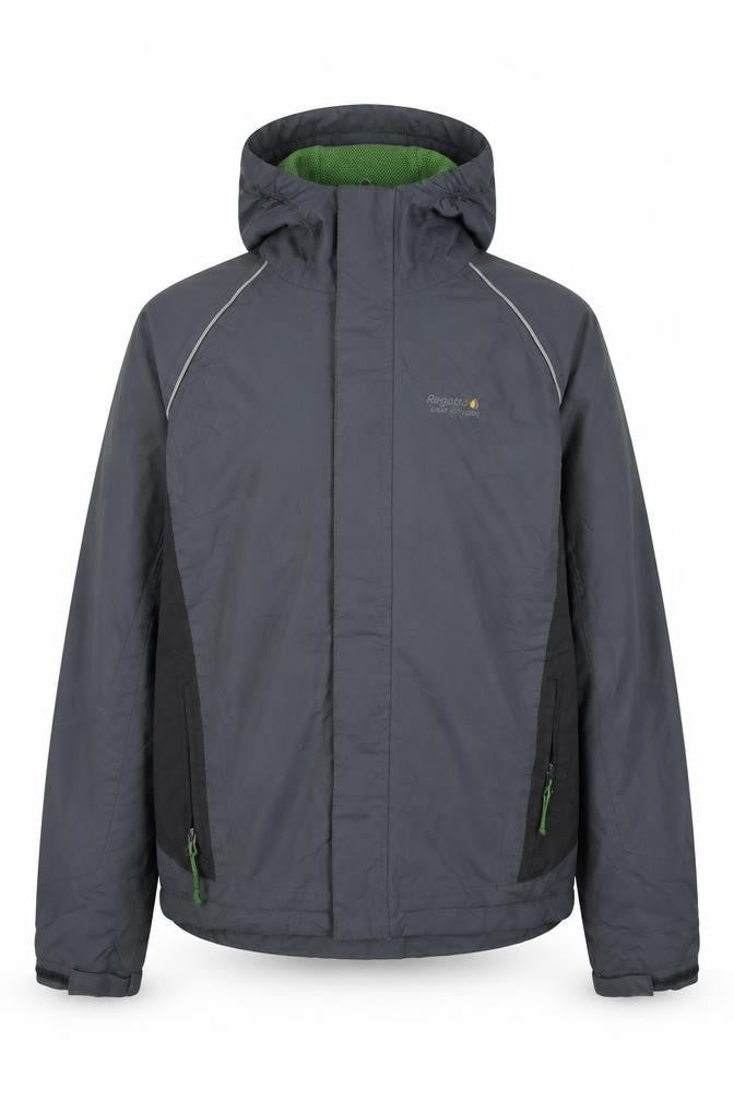 Regatta Boys Grey Hooded Waterproof Rain Jacket Size 164 Regular Fit