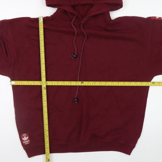 Adidas Men's Red Pullover Logo Hoodie Size M Vintage Sportswear