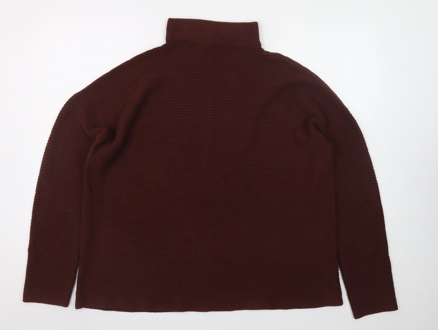 French Connection Men's Brown XL High Neck Ribbed Pullover Jumper