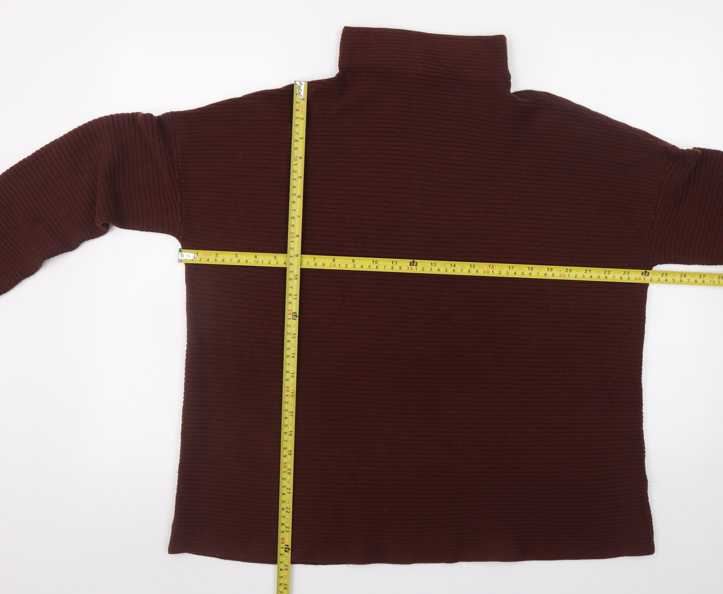French Connection Men's Brown XL High Neck Ribbed Pullover Jumper