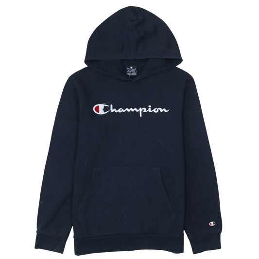 Champion Boys Black Pullover Hoodie 13-14 Years Logo Embroidered Fleece