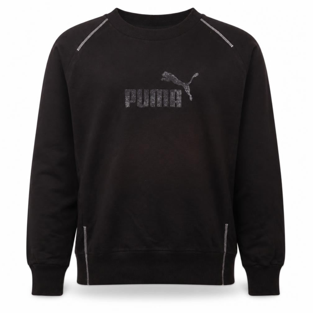 Front view of Puma Men's Black XL Crew Neck Pullover Sweatshirt