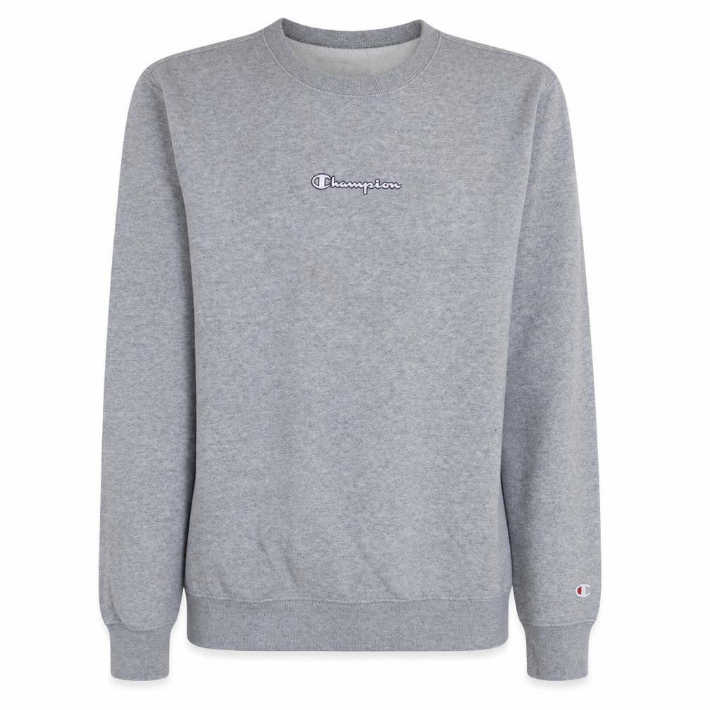 Champion Men's Grey Small Crew Neck Logo Pullover Sweatshirt