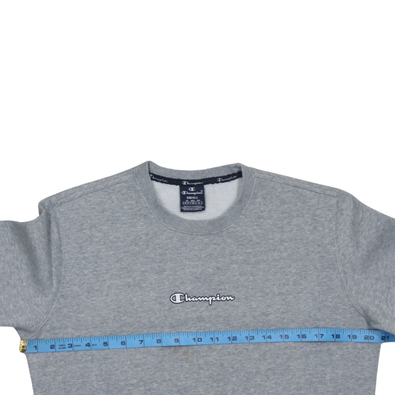 Champion Men's Grey Small Crew Neck Logo Pullover Sweatshirt