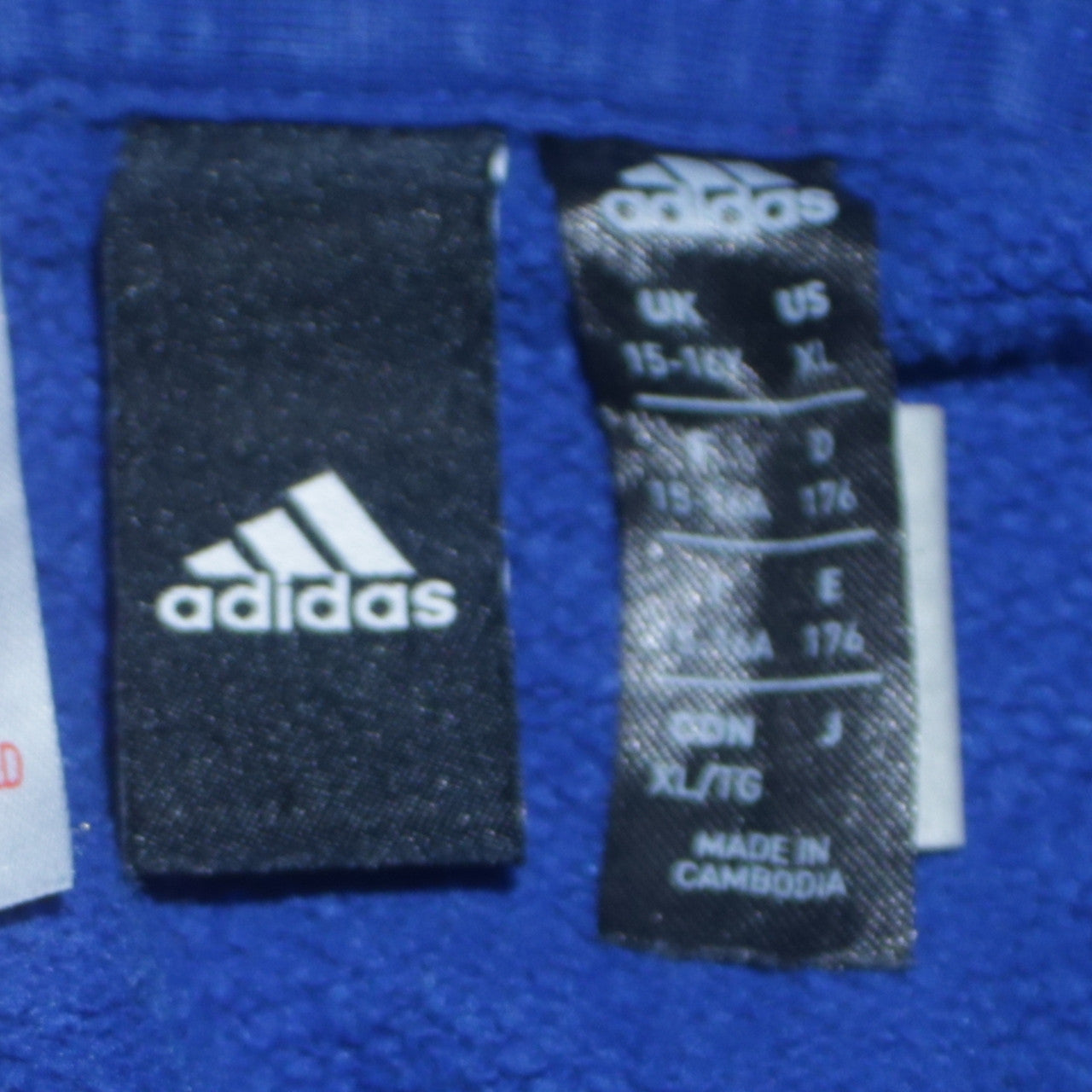Adidas Boys Blue Pullover Hoodie 15-16 Years Colourblock Logo Sweatshirt