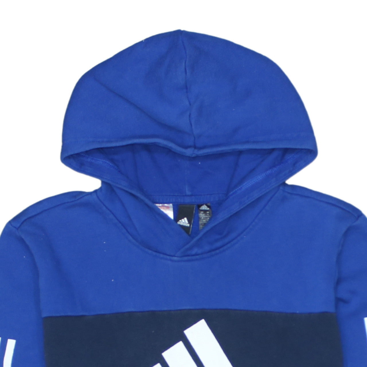 Adidas Boys Blue Pullover Hoodie 15-16 Years Colourblock Logo Sweatshirt