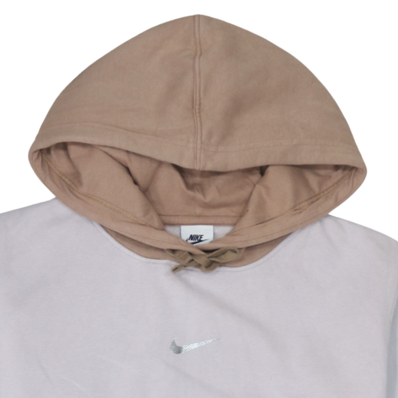 Nike Women’s Beige Colourblock Pullover Hoodie Size S Loose Fit